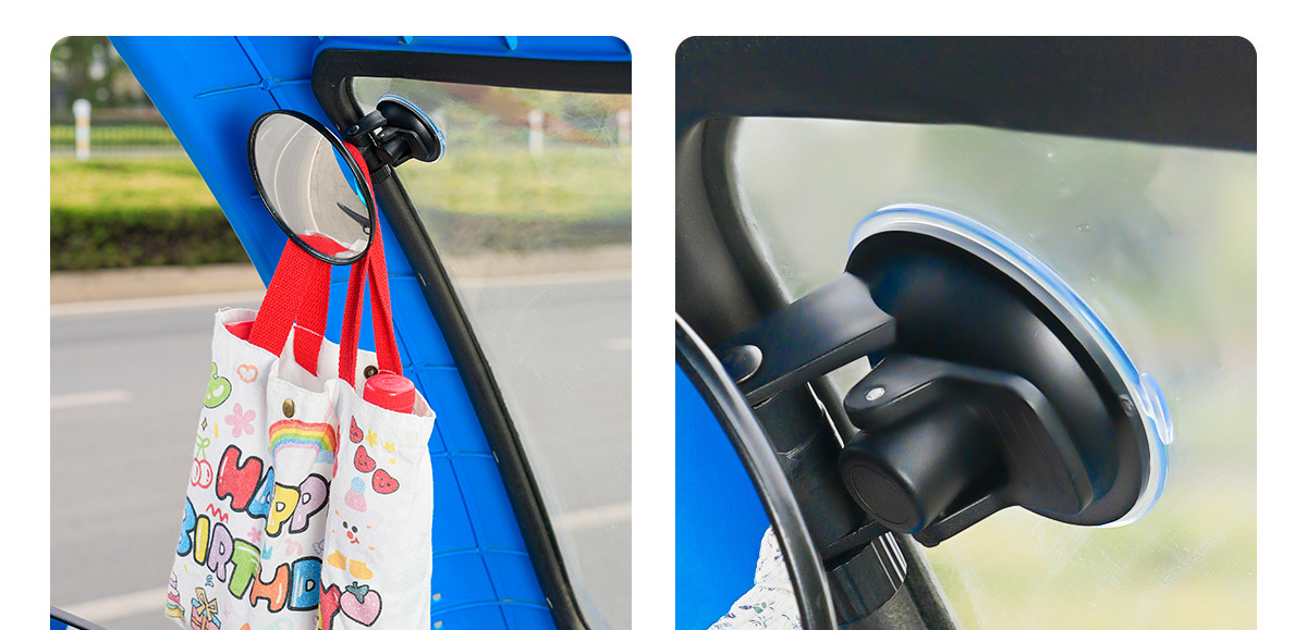 Suction Cup Electric Tricycle Rearview Mirror, Large Field of View, Convex Reversing Mirror, Reflector, Round Auxiliary Mirror, Universal for Four Wheels