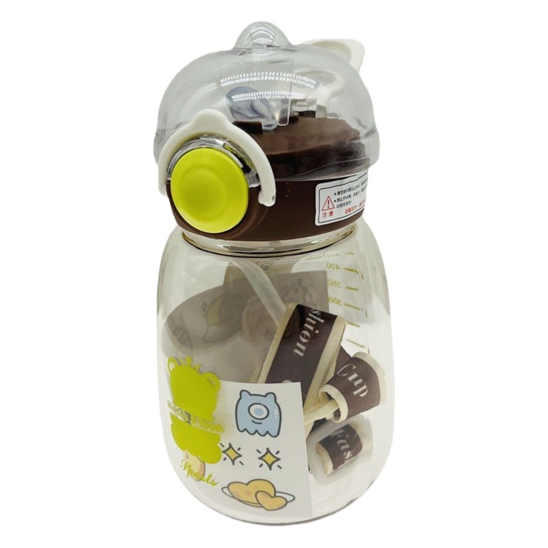 Baijia 5019 taza de agua de plástico lindo para niños estudiante de escuela primaria taza de paja Internet celebridad hervidor de plástico con correa portátil