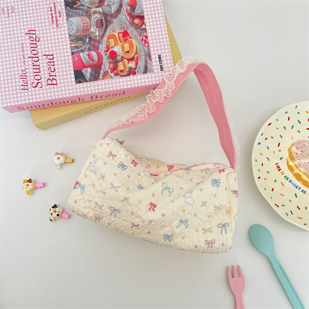 Cartoon Prägetasche Aus Spitze Damen Canvas Schultertasche_voghion.com