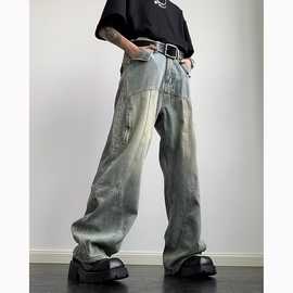 Men's Jeans男士复古美式牛仔裤高街宽松休闲直筒裤子简约长裤