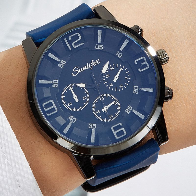 Tiktok popular moda de tres ojos reloj de hombre transfronterizo casual tridimensional digital de cuarzo reloj de silicona reloj de hombre