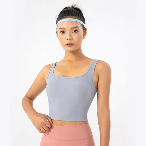 Thread-color matching sport vest for women, naked-touch skin-friendly slimming shock-absorbing gathering yoga innerwear, running and fitness top