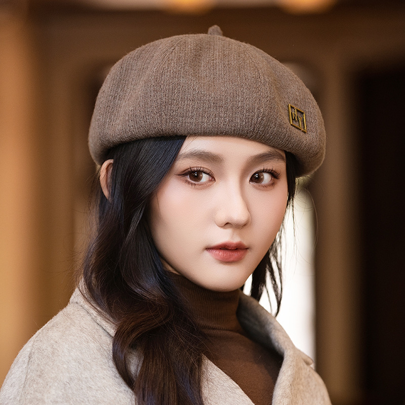 秋冬季帽子女款复古百搭画家帽英伦风格纹八角帽高级感气质贝雷帽|undefined