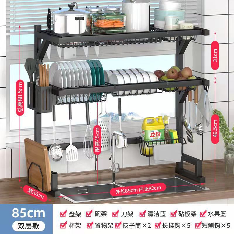 Espesamiento de almacenamiento de cocina fregadero tazón de fuente estante de drenaje Mesa multifuncional estante de almacenamiento de tazón palillos caja de almacenamiento de contenedores