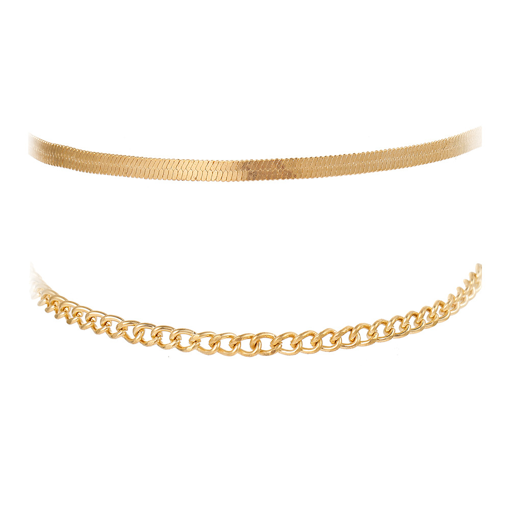 Simple Flat Snake Chain Alloy Anklet Set display picture 5