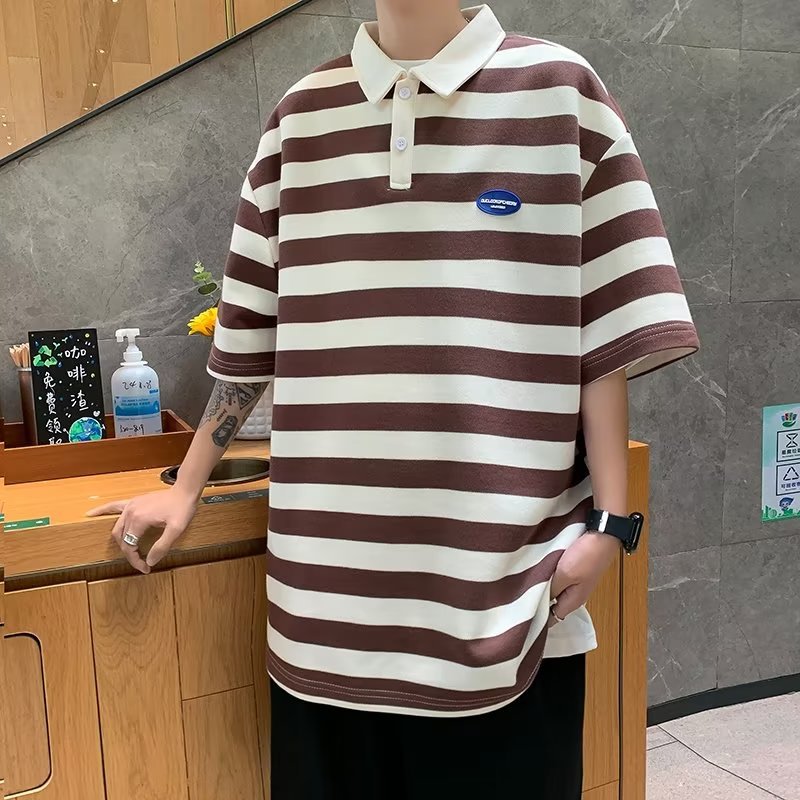 Camisa polo de manga corta con solapa de marca de moda Camiseta de verano para hombre Versión coreana de la tendencia delgada 2024 nueva camiseta de todo fósforo