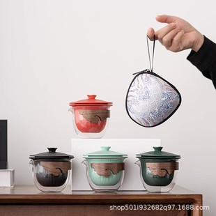 Forbidden City Style Travel Storage Small Suit Travel Express Cup Tea Set Portable Small Suit Business Gift Accompanying Gift