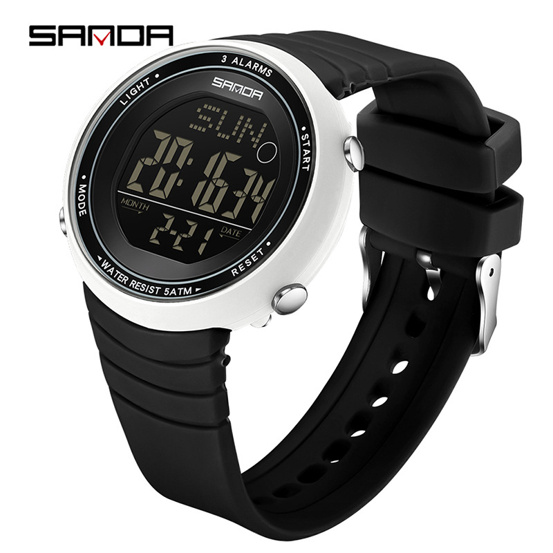 Sanda moda masculina y femenina silicona correa de reloj electrónico impermeable multifuncional reloj deportivo ligero y delgado de una sola pantalla luminosa