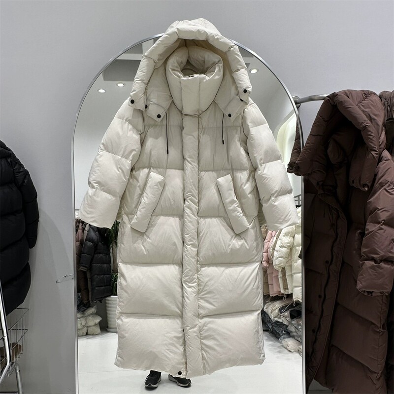 Anti-season Clearance Over-knee Long Large Quilt Down Jacket Women's Winter New Loose Thickened White Duck Down Jacket Women's Trendy Anti-season Clearance Over-knee Long Large Quilt Down Jacket Women's Winter New Loose Thickened White Duck Down Jacket Women's Trendy