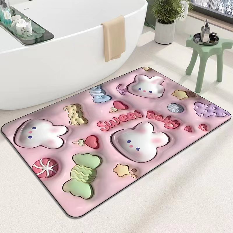 3d Illusion Bathroom Mat Soft Diatomite Chenille Rug Non Slip_voghion.com