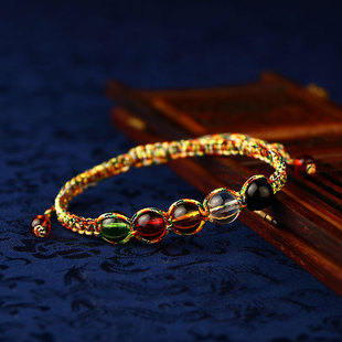 2024 Tai Sui Bracelet Red Rope Dragon, Rabbit, Cow, Sheep and Dog Year Colorful Rope Hand-Woven Bracelet Ethnic Diamond Knot