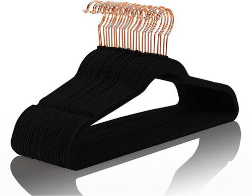 Rose gold flocked clothes hanger plastic non-slip clothes hanger velvet clothes hanger ultra-thin magic clothes hanger Dongguan wholesale