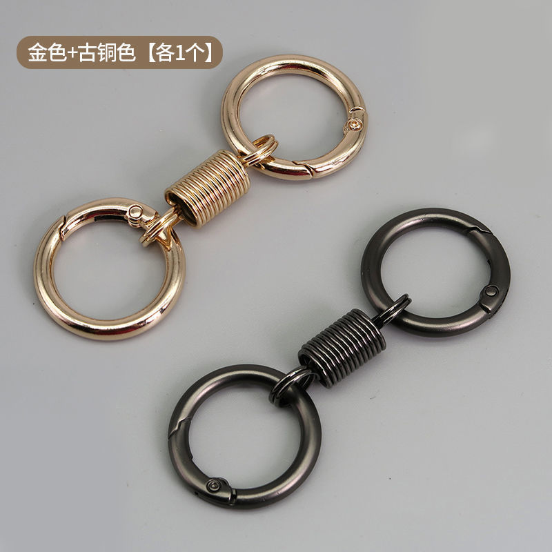 Spring double ring key chain couple niche design personality key chain pendant metal key ring key chain