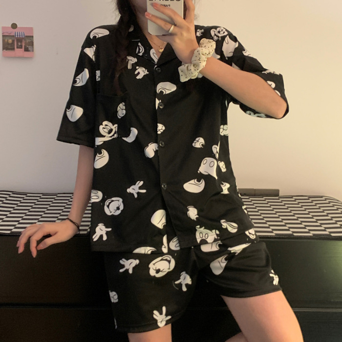 Celebridad en línea ins estilo Corea del Sur pijamas de dibujos animados verano de las mujeres Mickey pantalones cortos de manga corta de alto grado lindo traje homewear