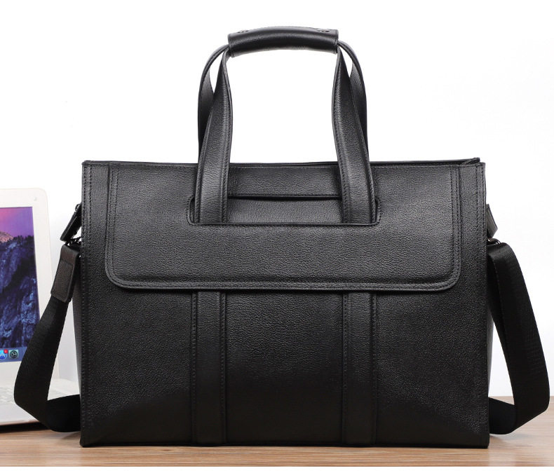 Túi xách nam dung tích lớn 40×13×29 cm đựng laptop 15,6 inch, túi đeo chéo vai da bò — Lớp lót nỉ cao cấp màu đen chi tiết 4