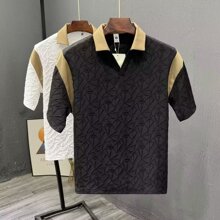 港风拼色提花短袖polo衫男夏季翻领痞帅休闲百搭半袖保罗衫潮跨境