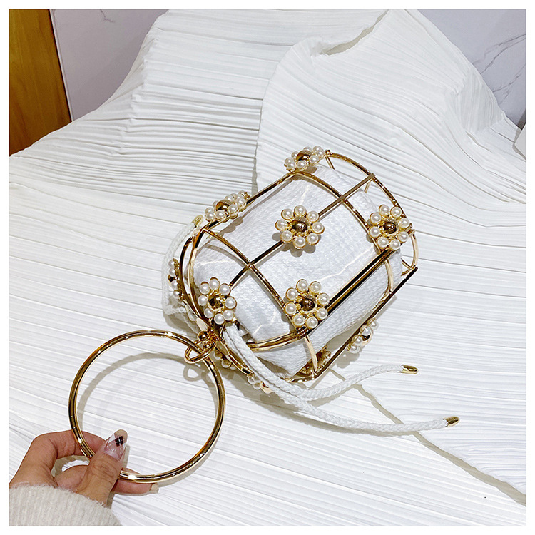 Elegant axelväska med pärlkedja och strass för kvinnor_voghion.com
