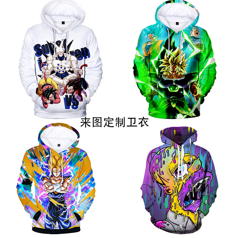 Moda transfronteriza europea y americana estilo casual día juvenil Dragon Ball impresión digital 3D para hacer un suéter con capucha