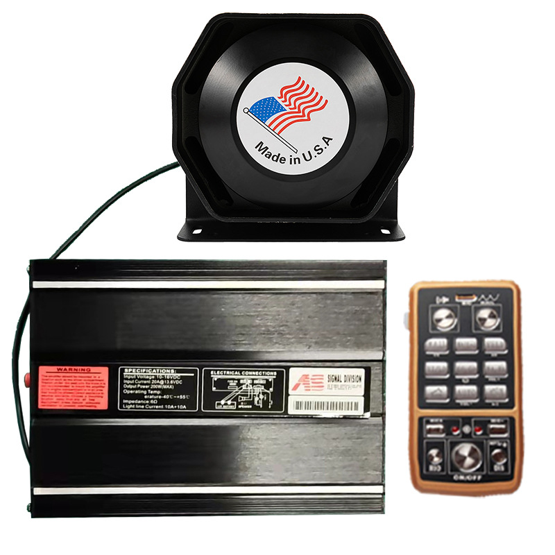 Wireless car siren speaker, 200W loudspeaker, high-pitched alarm speaker, AS7200N+ octagonal speaker