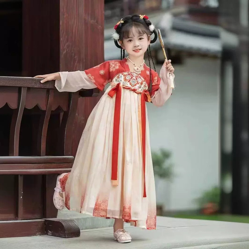 Hanfu for Girls, New High-End Fairy-Style Dress for Spring and Autumn, Ancient Style Ru Skirt for Girls, Dunhuang Tang Dynasty Guzheng Performance Outfit