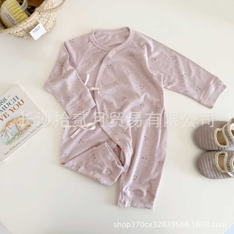 Newborn Baby Clothes 0 to 3 Months Old, Cherry-Colored Romper for 6-Month-Old Babies, Spring and Autumn Infant Jumpsuit Newborn Baby Clothes 0 to 3 Months Old, Cherry-Colored Romper for 6-Month-Old Babies, Spring and Autumn Infant Jumpsuit