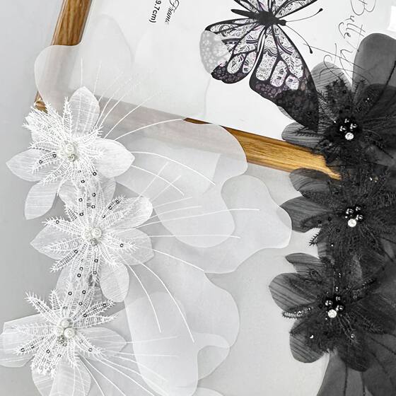 Multi-layer Stereo Organza Flower Accessories Hand Burned Edge Cloth Sticker dress Shirt Decorative Mesh Flower Explosions