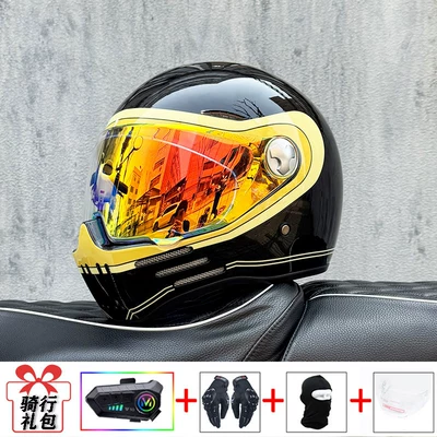 Full-Face Helmet, Suitable for All – Motosiklet kaskı (dəbilqə) - bright-black-track-with-phantom-red-night-vision-transparent-mirror-included-y10-soft-wheat-m