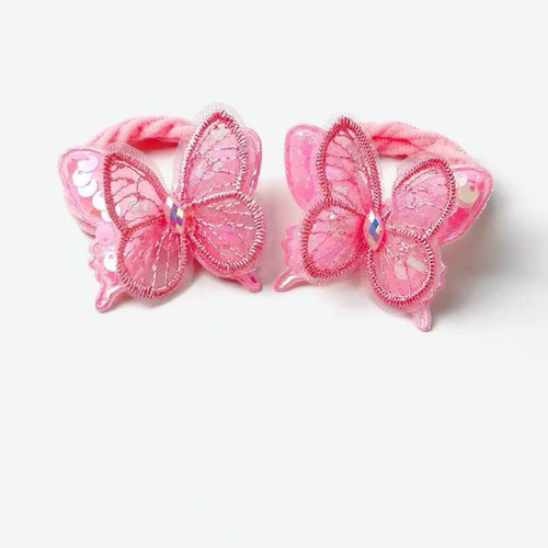Children's Korean-style cute sequin butterfly hair ring headwear girls' sweet hair rope little girl's hair band towel ring hair accessories