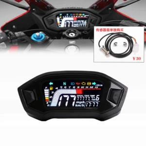 Universal motorcycle speedometer, tachometer, fuel level gauge, LCD digital odometer suitable for 2 and 4 cylinder types