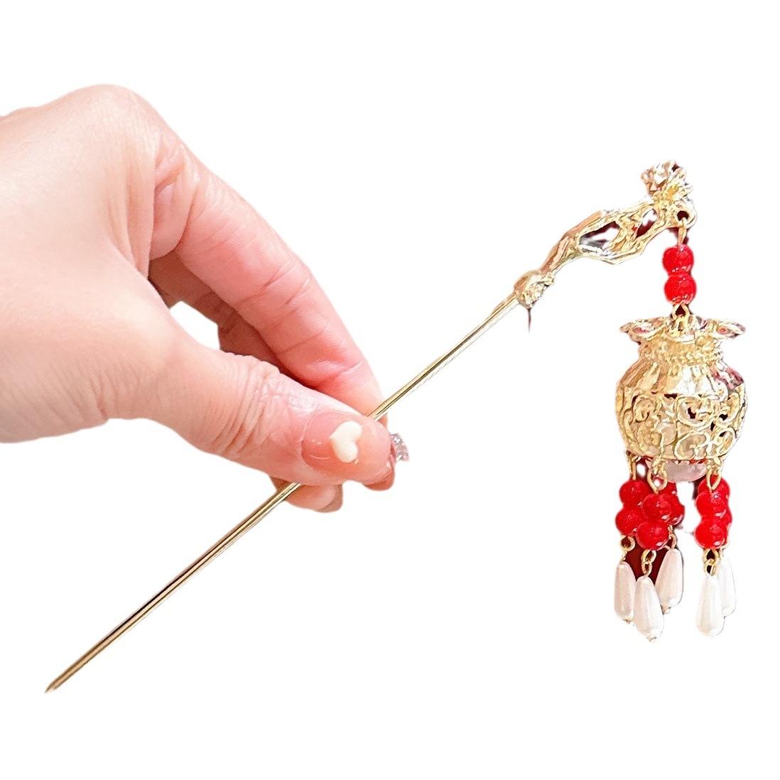 Estilo antiguo hanfu linterna borla horquilla luminosa Palacio mapache pequeña princesa tocado Palacio Lámpara paso sacudida horquilla accesorios para el cabello para mujeres