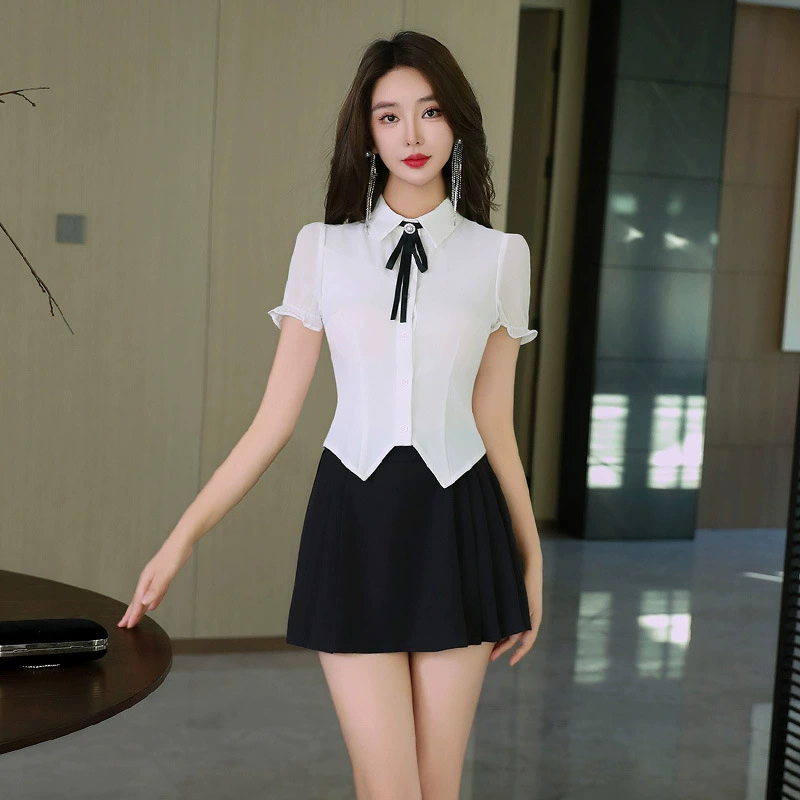 8229 новый стиль ножной ванны педикюр техник рабочая одежда отель сауна женская рубашка плиссированная юбка набор