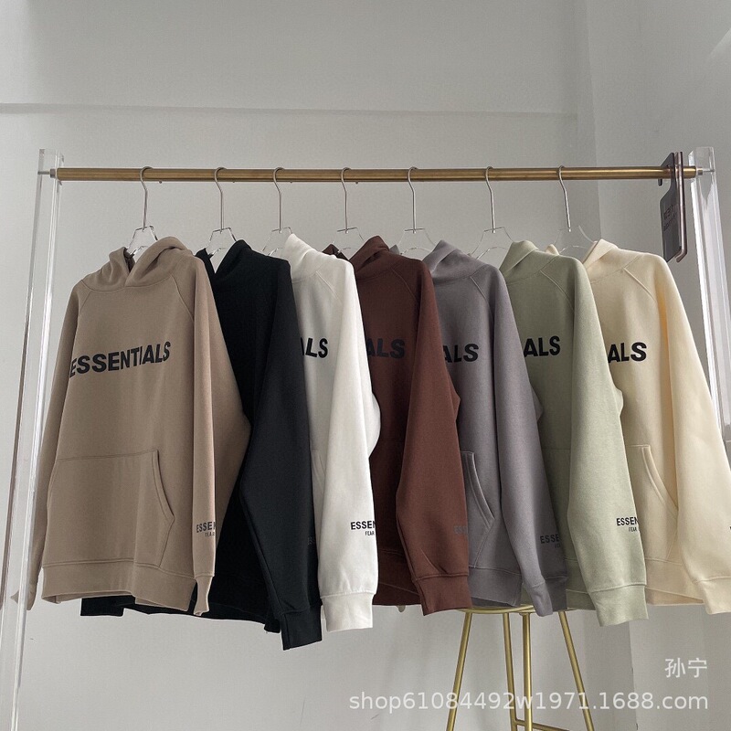 Essentials Sweatshirt with Letter Print on the Chest, Unisex Loose Fit, High Street Fashion Miki Autumn and Winter Essentials Sweatshirt with Letter Print on the Chest, Unisex Loose Fit, High Street Fashion Miki Autumn and Winter