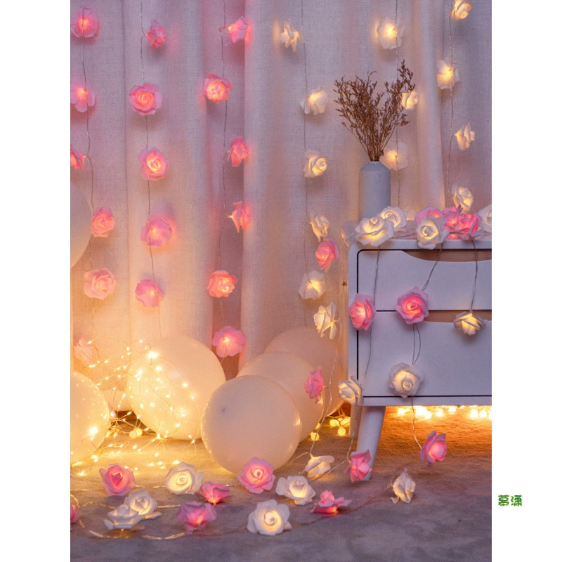 Светодиодная декоративная композиция для дома к Дню святого Валентина, украшение для спальни, розы