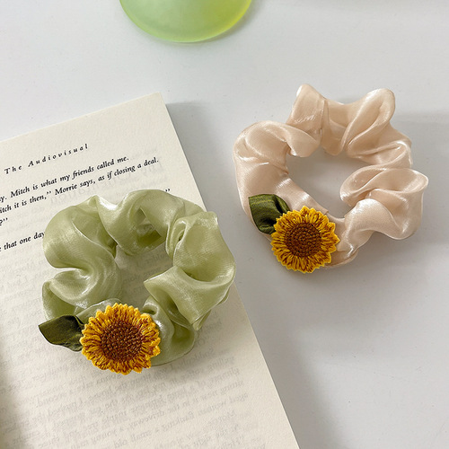 Korean fresh large intestine hair band summer fat intestine head flower head rope sweet rubber band sunflower accessories hair accessories wholesale