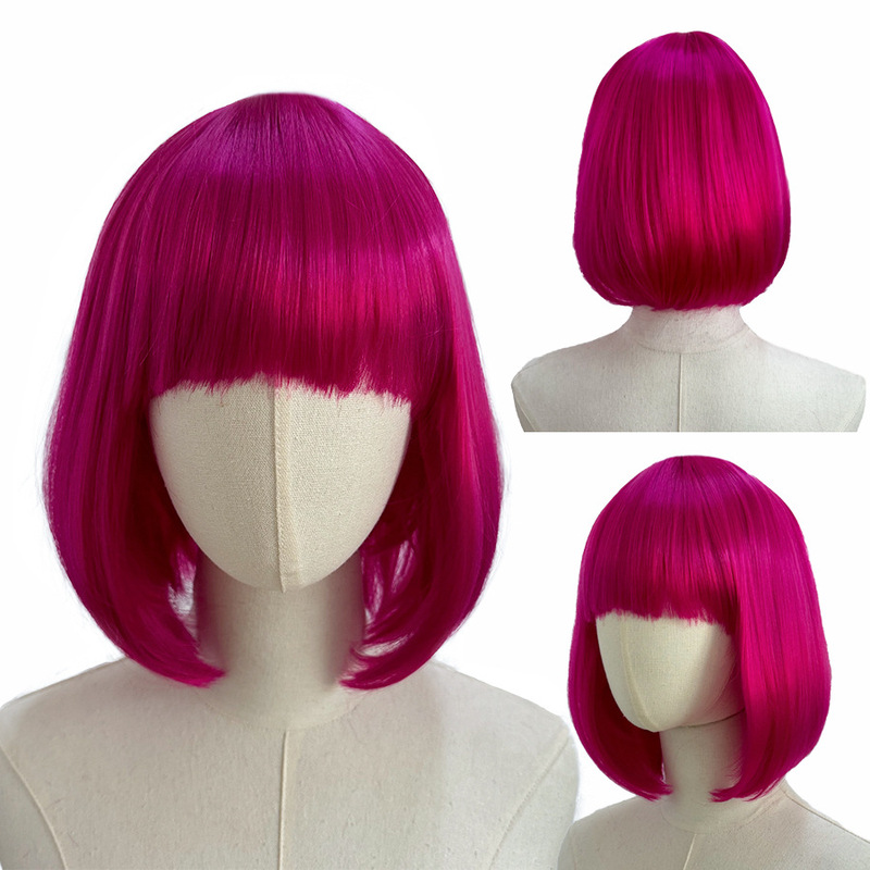 High-Temperature Fiber Student Bob Wig Cos Internet Celebrity Colorful Tiktok Photo Fluffy Colorful Bob Inward Curl Wig High-Temperature Fiber Student Bob Wig Cos Internet Celebrity Colorful Tiktok Photo Fluffy Colorful Bob Inward Curl Wig