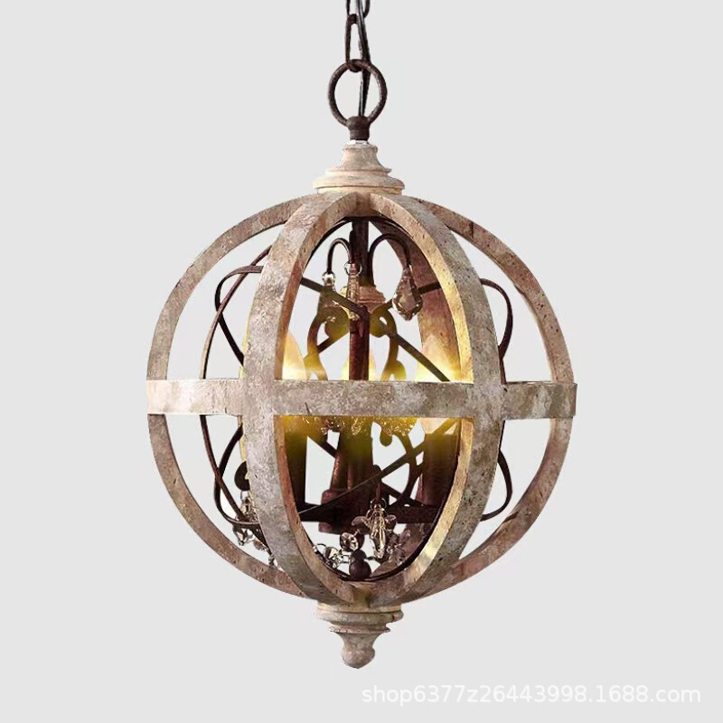 American Country Wooden Spherical Living Room Chandelier Bedroom Shop Personality Retro Bar Homestay Crystal Restaurant Chandelier American Country Wooden Spherical Living Room Chandelier Bedroom Shop Personality Retro Bar Homestay Crystal Restaurant Chandelier