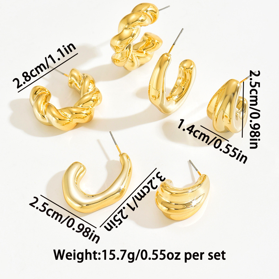 304 Stainless Steel Ear Needle Material 1 Set Modern Style Classic Style C Shape U Shape Water Droplets Plating Arylic Earrings Ear Studs