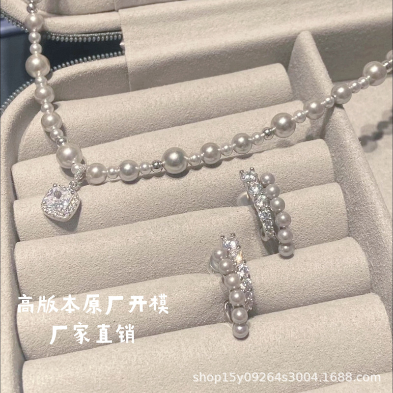 High Version Hefag Fangjia Double-Layer Bubble Earrings Accessible Luxury High-End Design Diamond Pearl Accessories Earrings Ring