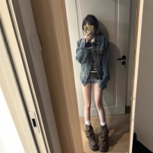 秋季2025新款设计感休闲显瘦百搭长袖夹克上衣复古做旧牛仔外套女