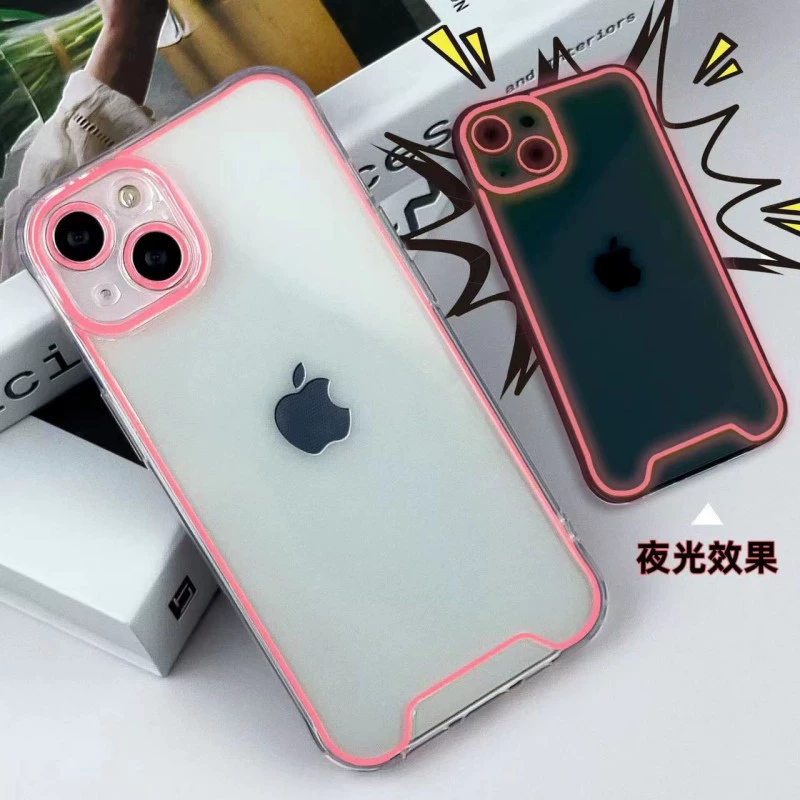 Transparent Protective Phone Case for iPhone — Neon Edge, Drop Protection, Multiple Models