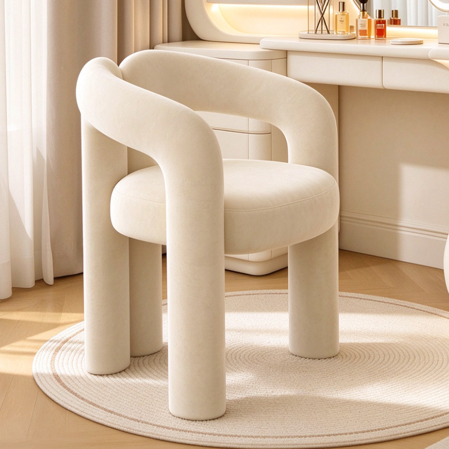 Single Person Makeup Chair Bedroom Stool Makeup Stool Light Luxury High-Level Dressing Stool Home Backrest Chair Cloakroom Chair