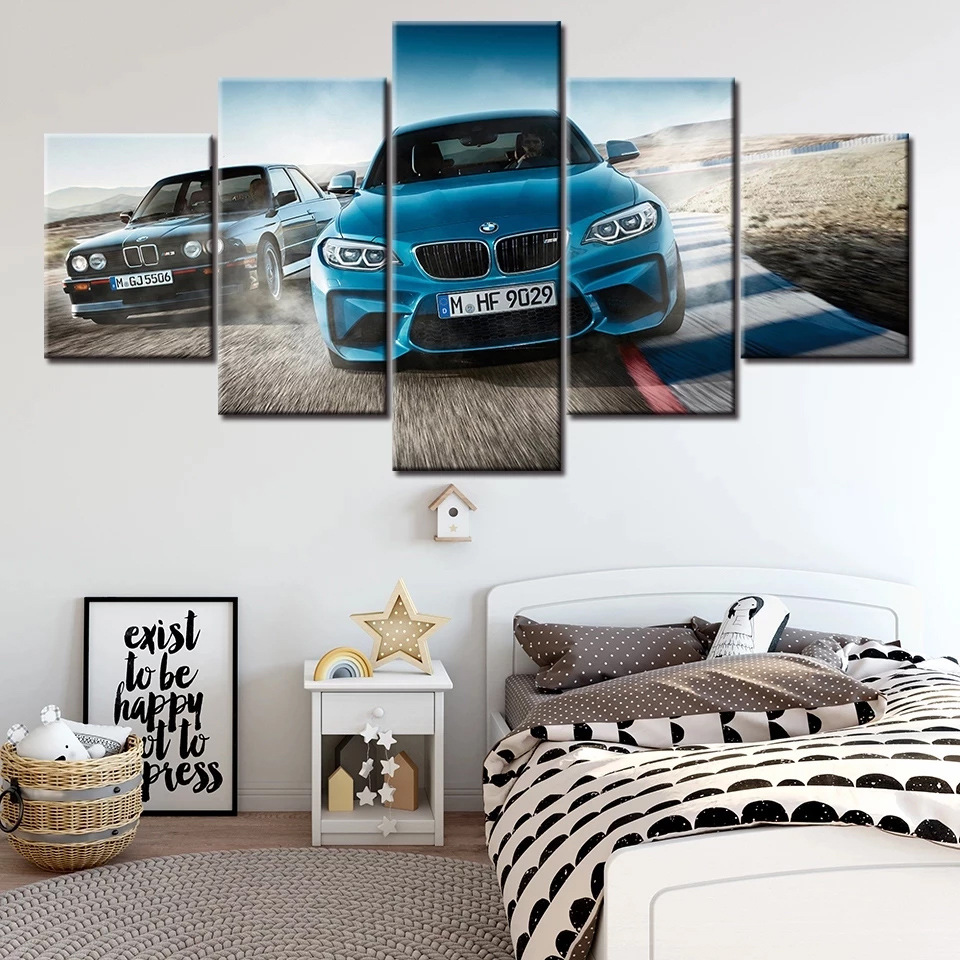 [Wall Art Painting Canvas 5 Panels BMW Sports Car Modular ]