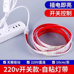 Ledライト付きスイッチ付き電気自己接着超亮220v屋外防水家庭用照明棚ソフトライト付き