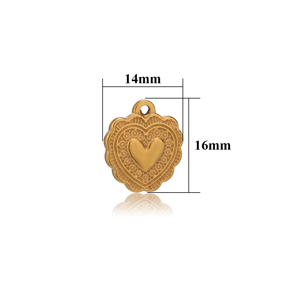 Pendant Jewelry Making Type 5 PCS/Package 14*16MM 304 Stainless Steel Heart Shape Pendant