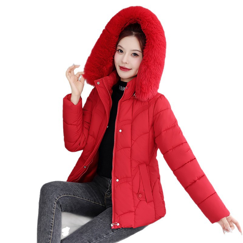 Comercio exterior nueva ropa de algodón de pluma coreana ropa de algodón de mujer gran cuello de cabello delgado chaqueta de algodón pequeña chaqueta de invierno gruesa ropa de mujer