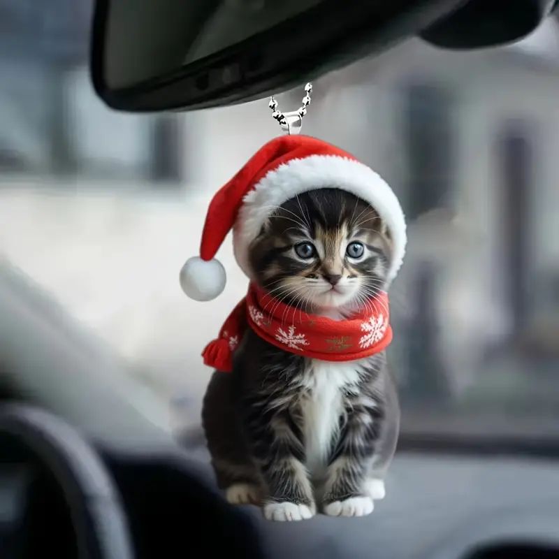 Nuevos productos transfronterizos de dibujos animados adorables colgantes de gatos colgantes de decoración de árbol de Navidad acrílico colgantes de decoración de Navidad image 4