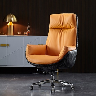 Business Boss Office Chair Leather Light Luxury Comfortable Soft Home Study Senior Chair Ergonomic Chair Computer Chair