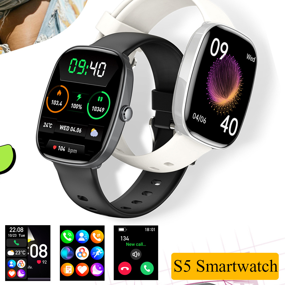 Nuevo reloj inteligente transfronterizo S5 1.83 pulgadas HD pantalla grande Bluetooth llamada frecuencia cardíaca oxígeno presión arterial monitoreo de movimiento