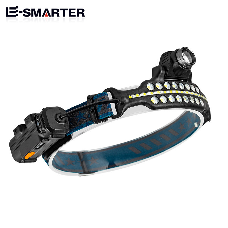 Transfronterizo nuevo LED mini multifunción cabeza de inducción de onda COB luz al aire libre aventura pesca linterna de luz fuerte