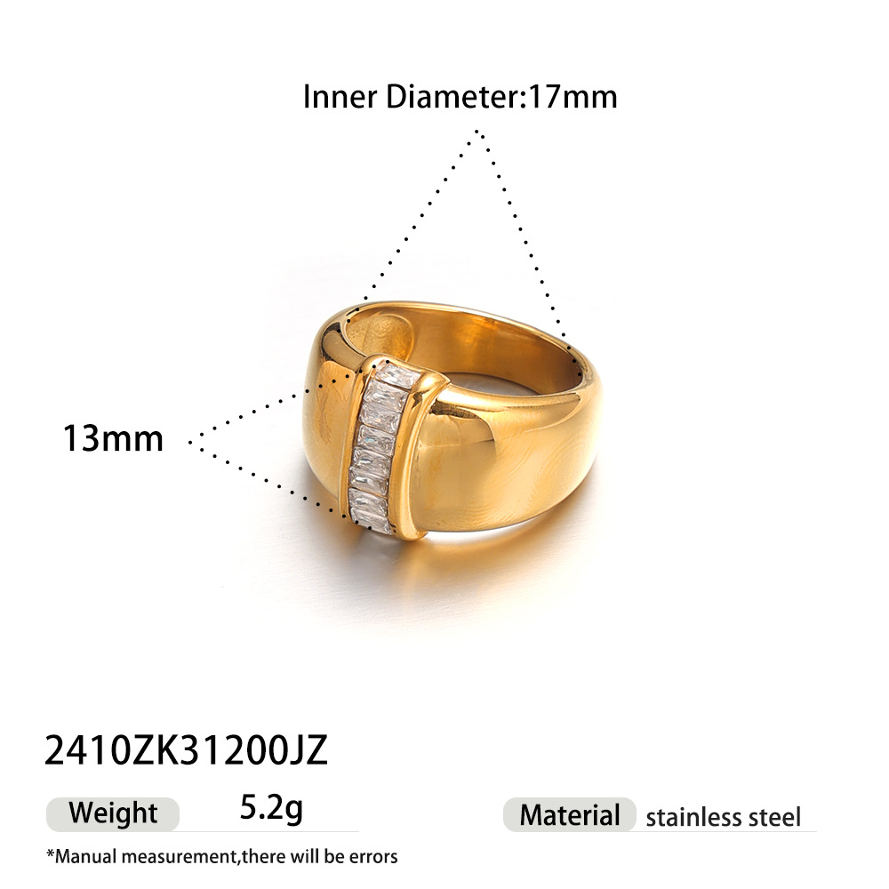 Anillo de acero inoxidable TENA, lujo ligero, nicho, moda, anillo de zircon, joyas transfronterizas.